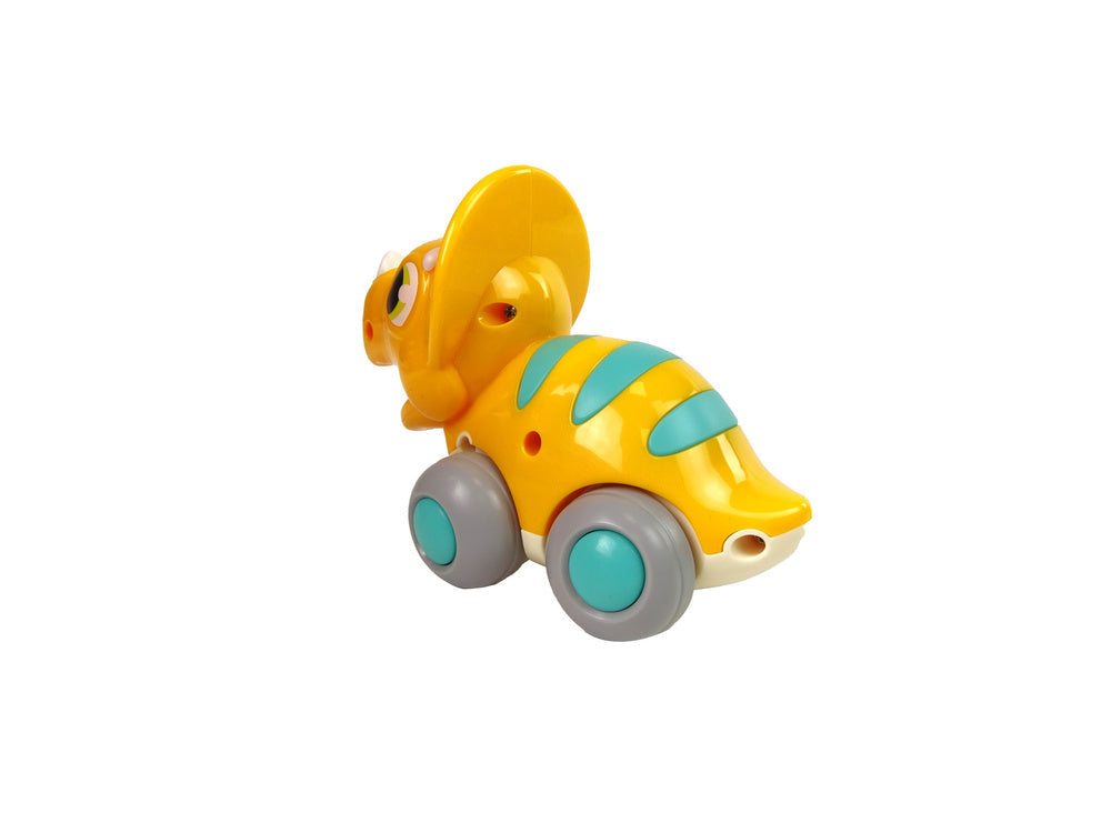 Dinosaurus Triceratops na kolečkách – figurka žlutý