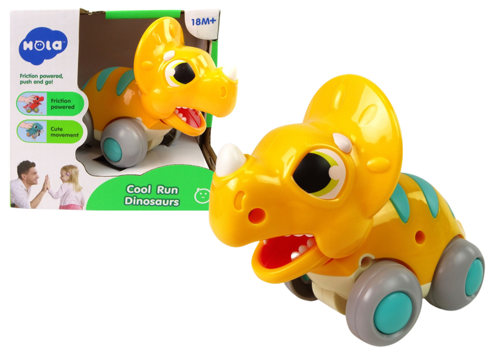 Dinosaurus Triceratops na kolečkách – figurka žlutý