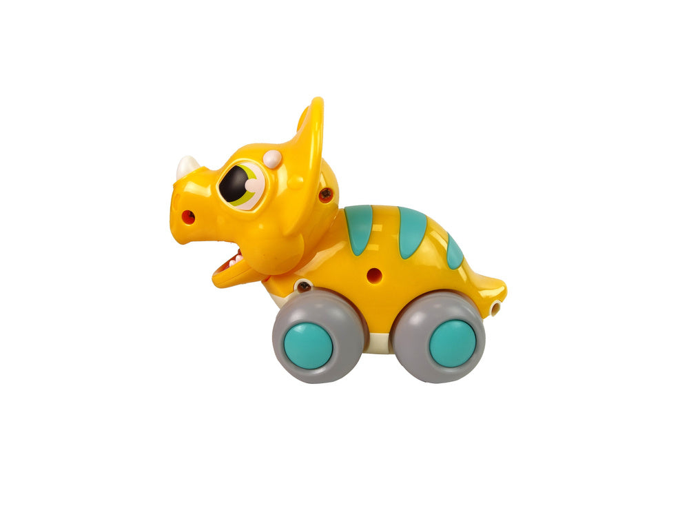 Dinosaurus Triceratops na kolečkách – figurka žlutý