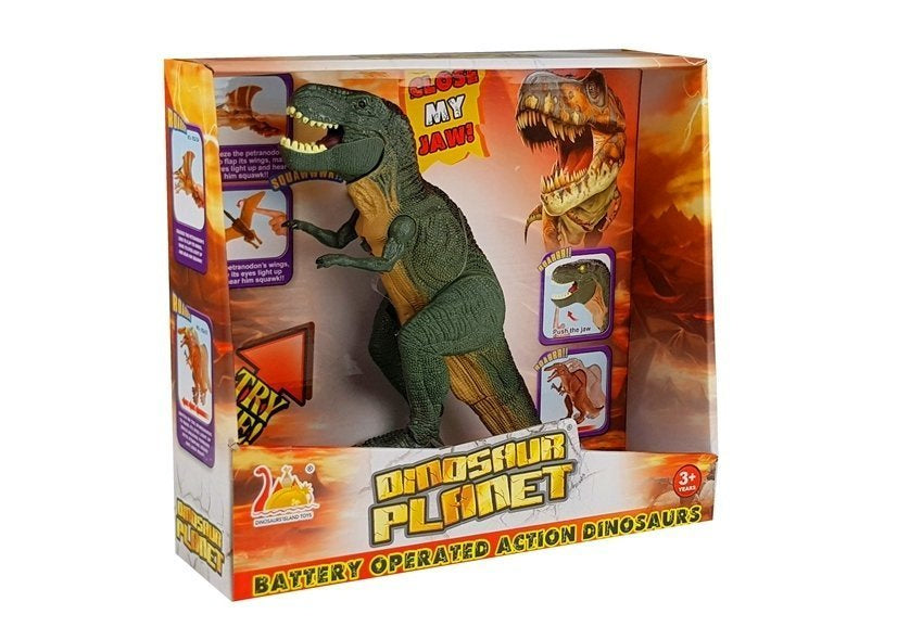 Dinosaurus Tyrannosaurus na baterie – chodící se zvuky | zelený