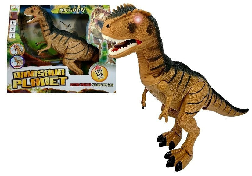 Dinosaurus Tyrannosaurus se pohybuje řve a svítí očima