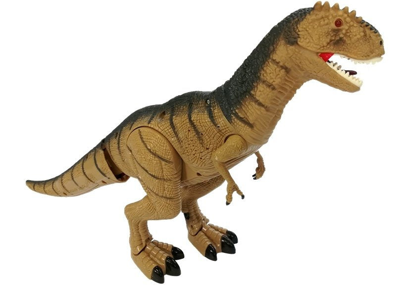 Dinosaurus Tyrannosaurus se pohybuje řve a svítí očima