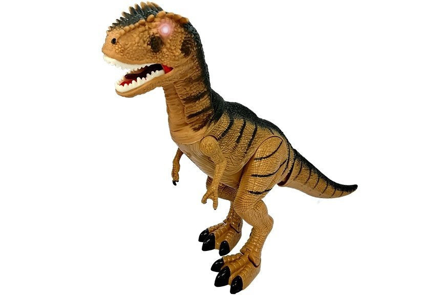 Dinosaurus Tyrannosaurus se pohybuje řve a svítí očima