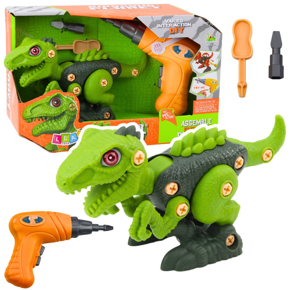 Dinozaur k sestavení s vrtačkou – zelený DIY stavebnice