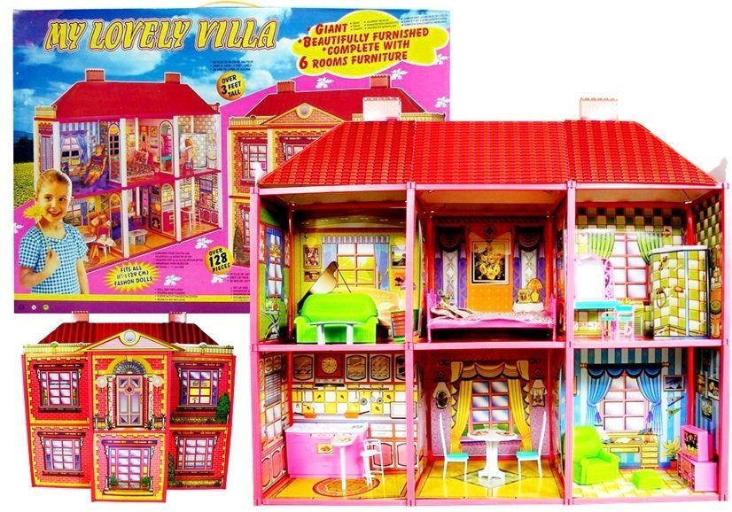 Domek pro panenky velká vila s nábytkem 128 dílů