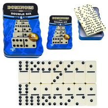 Domino klasická rodinná hra – 28 kostek v kovovém balení