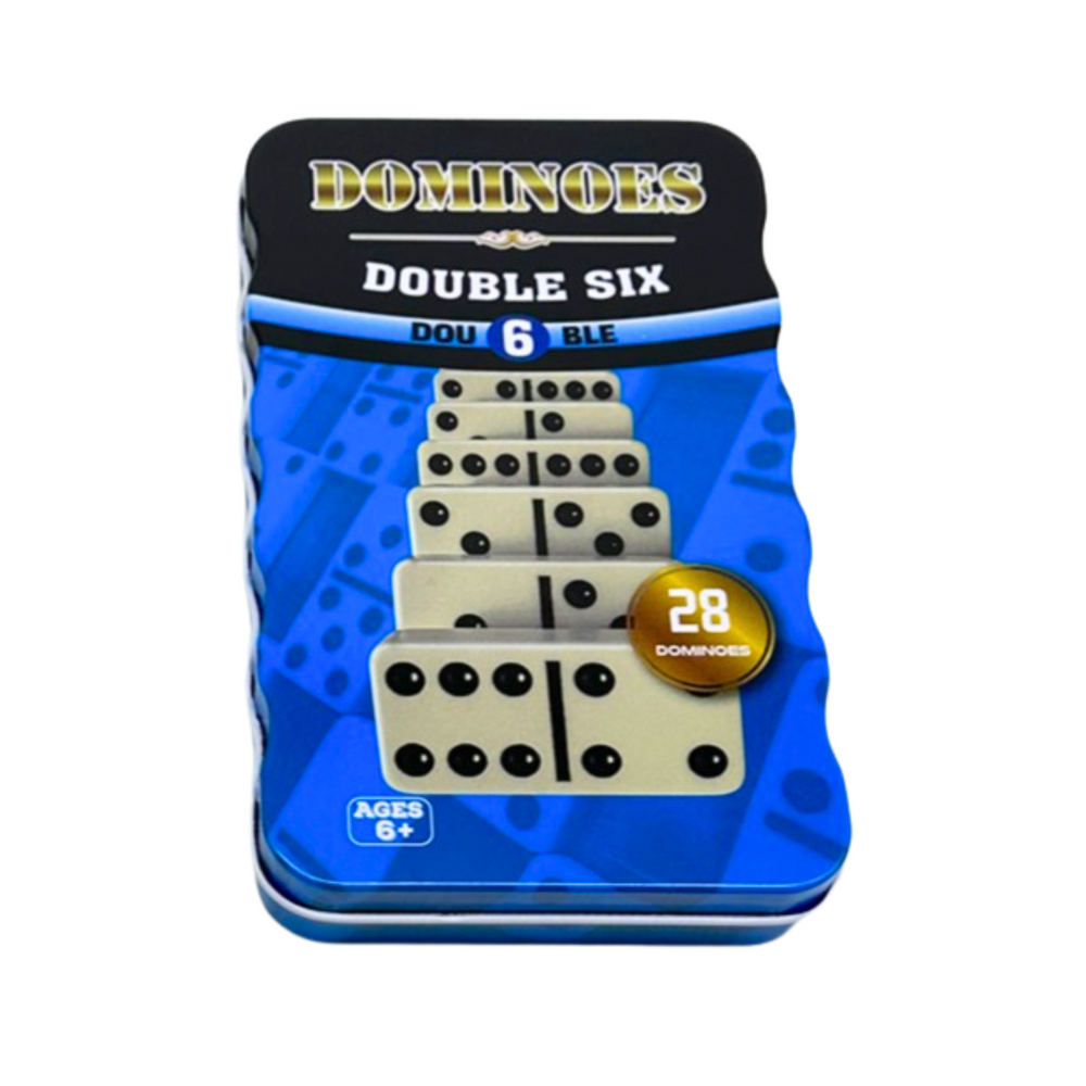 Domino klasická rodinná hra – 28 kostek v kovovém balení