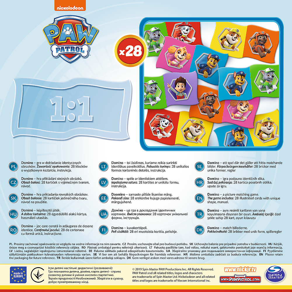 Domino rodinná hra pro děti od 3 let – Paw Patrol
