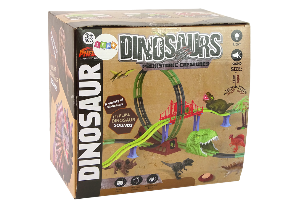 Dráha se spirálou a dinosaurem – se zvuky a světly