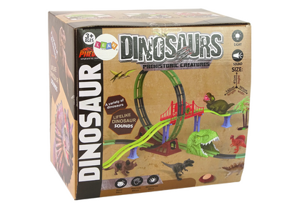 Dráha se spirálou a dinosaurem – se zvuky a světly