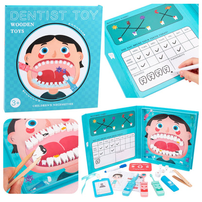 Dřevěná dentistní souprava s magnetickou knihou pro děti