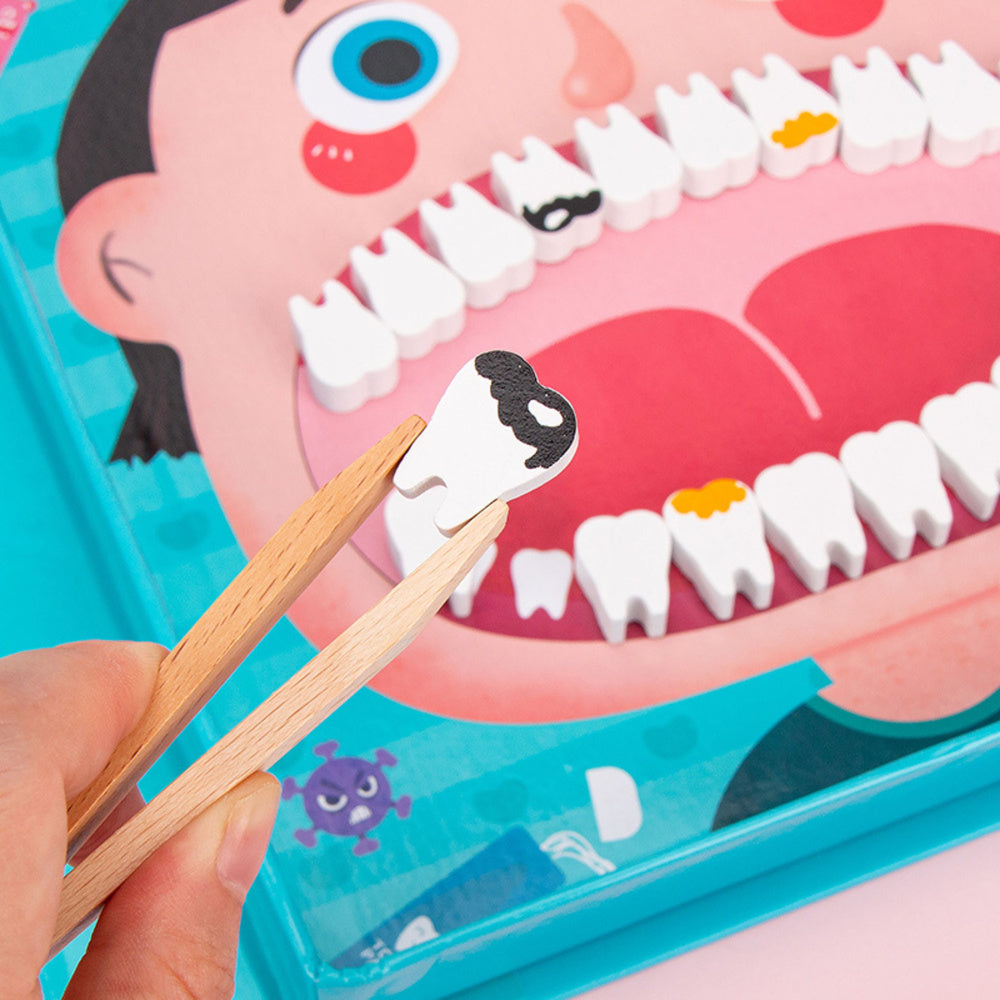 Dřevěná dentistní souprava s magnetickou knihou pro děti