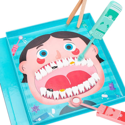 Dřevěná dentistní souprava s magnetickou knihou pro děti