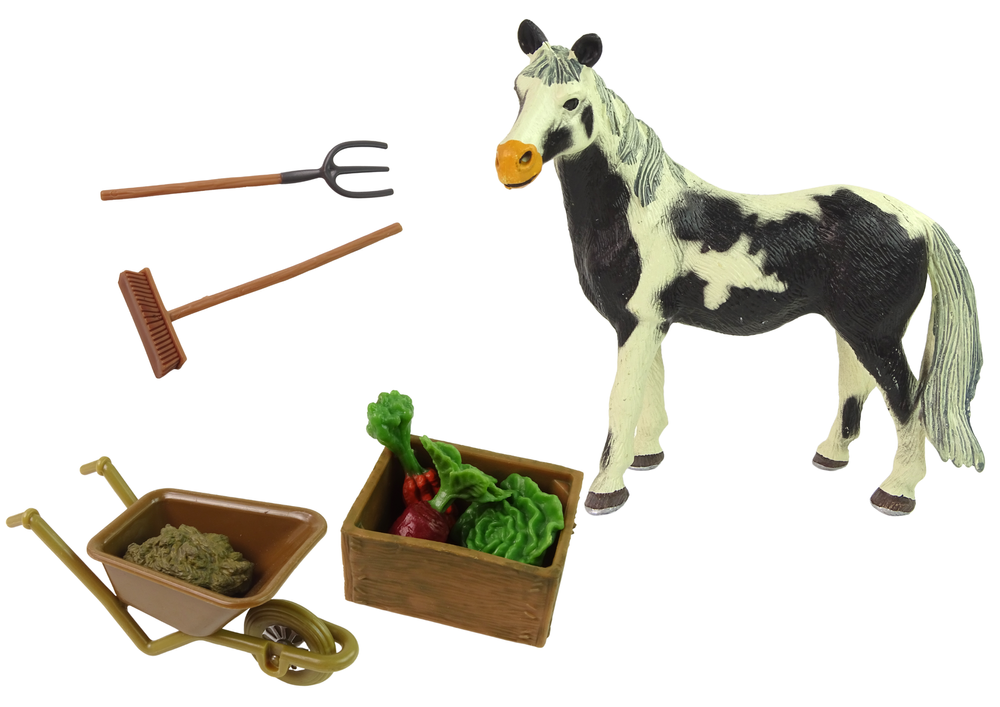 Dřevěná farma s koňmi k sestavení – figurky a ohrádka
