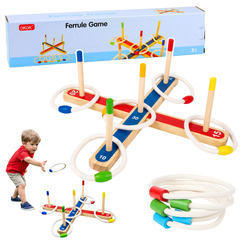 Dřevěná házecí hra s kruhy pro celou rodinu – bodování