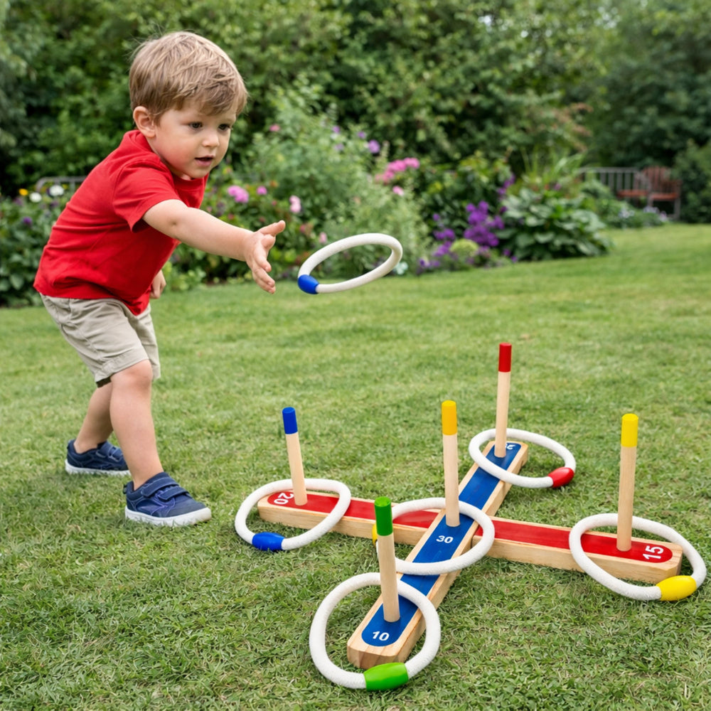 Dřevěná házecí hra s kruhy pro celou rodinu – bodování