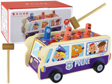 Dřevěná hra na postřeh policejní autobus s kladívky