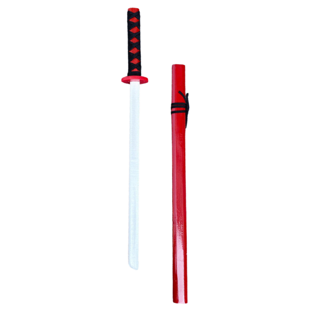 Dřevěná katana s pochvou 70 cm – trénink a hra | červená