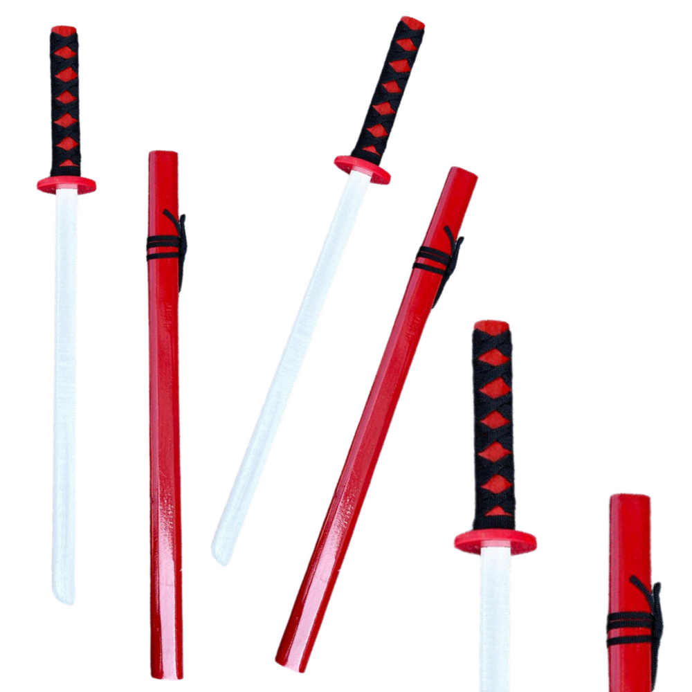 Dřevěná katana s pochvou 70 cm – trénink a hra | červená