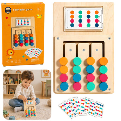 Dřevěná logická hra – barevné puzzle karty se vzory 12 ks