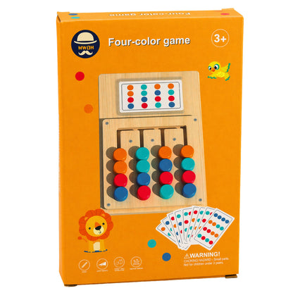 Dřevěná logická hra – barevné puzzle karty se vzory 12 ks