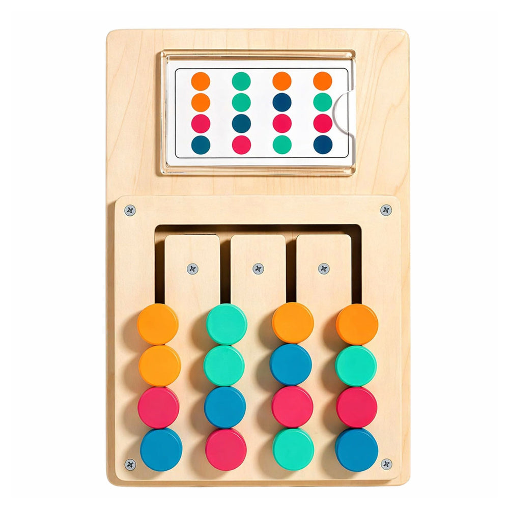 Dřevěná logická hra – barevné puzzle karty se vzory 12 ks