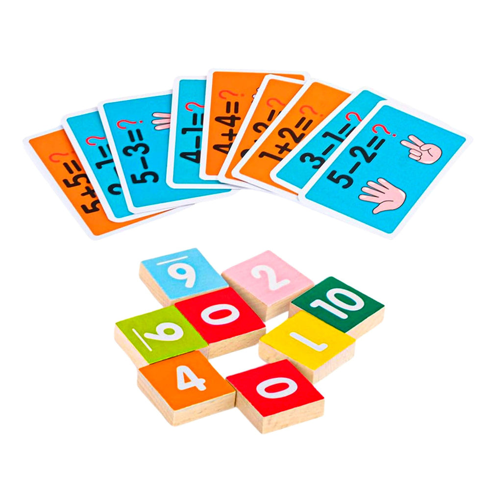 Dřevěná matematická skládačka s kartami pro počítání na prstech