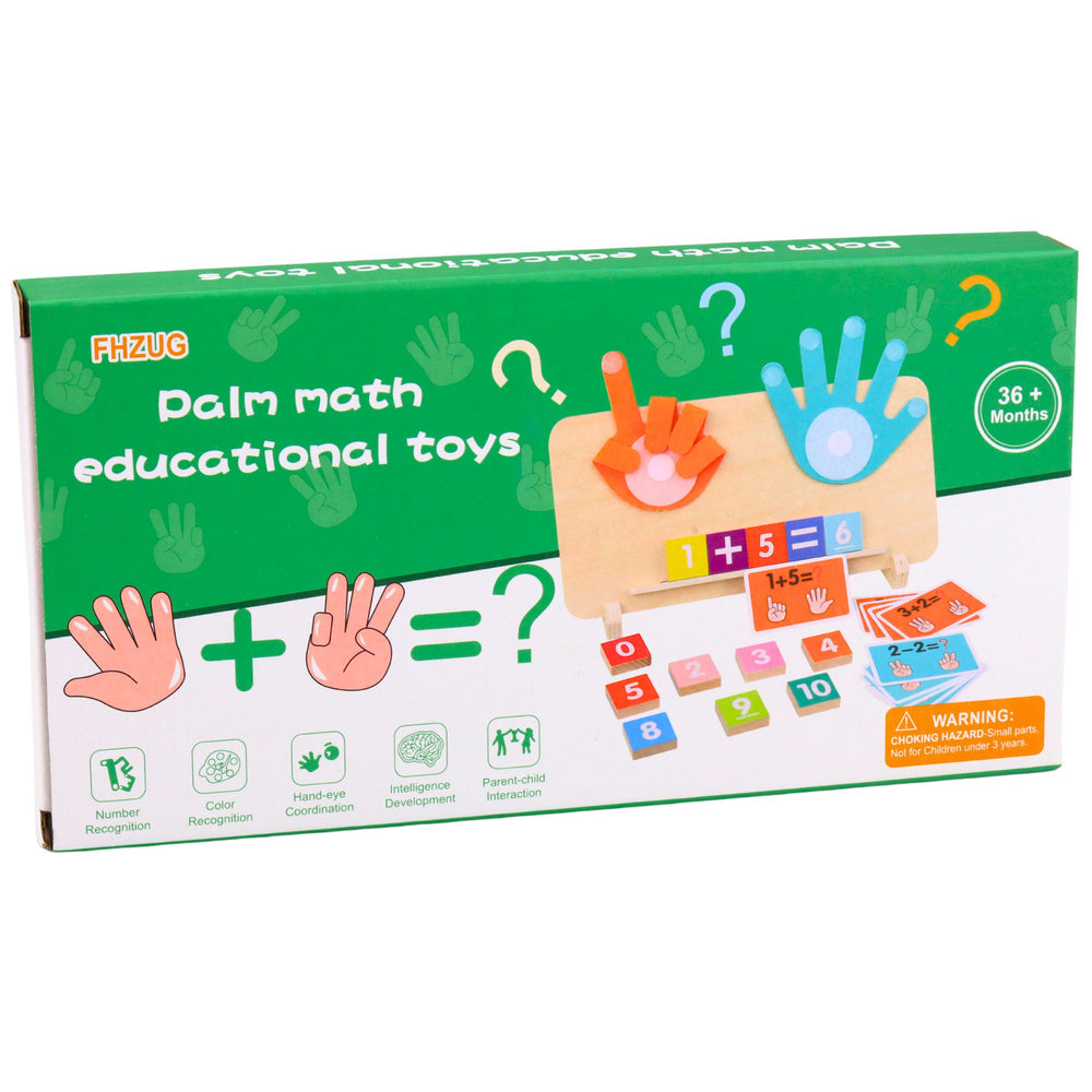 Dřevěná matematická skládačka s kartami pro počítání na prstech