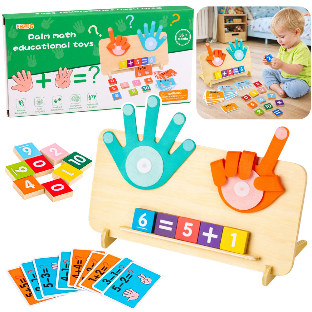 Dřevěná matematická skládačka s kartami pro počítání na prstech