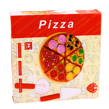 Dřevěná pizza na krájení se suchým zipem a prkénkem – 3+