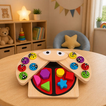 Dřevěná vzdělávací hra na chytání berušek – sorter pro děti
