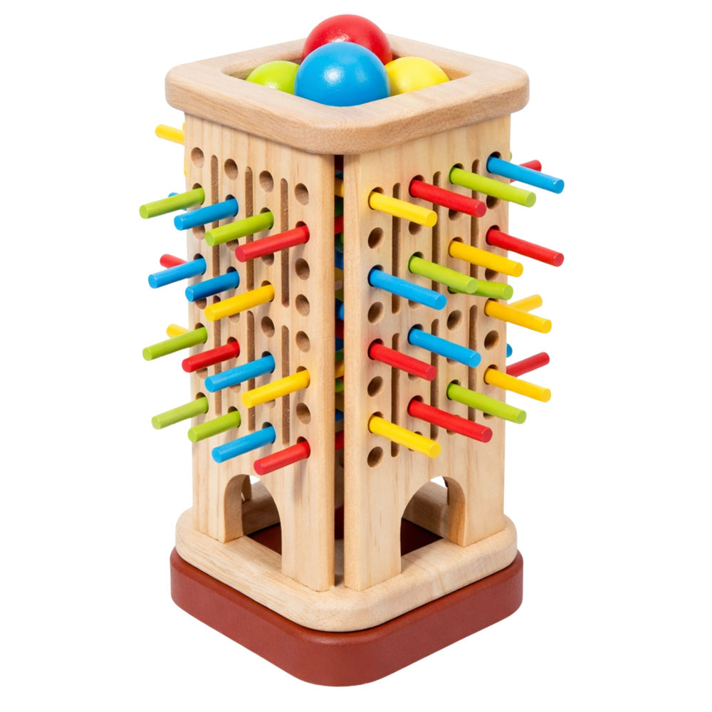 Dřevěná vzdělávací hra Věž s kolíky a kuličkami – 37 dílů
