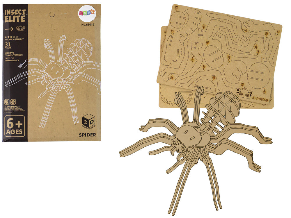 Dřevěné 3D puzzle pavouk 31 dílků – prostorová skládačka