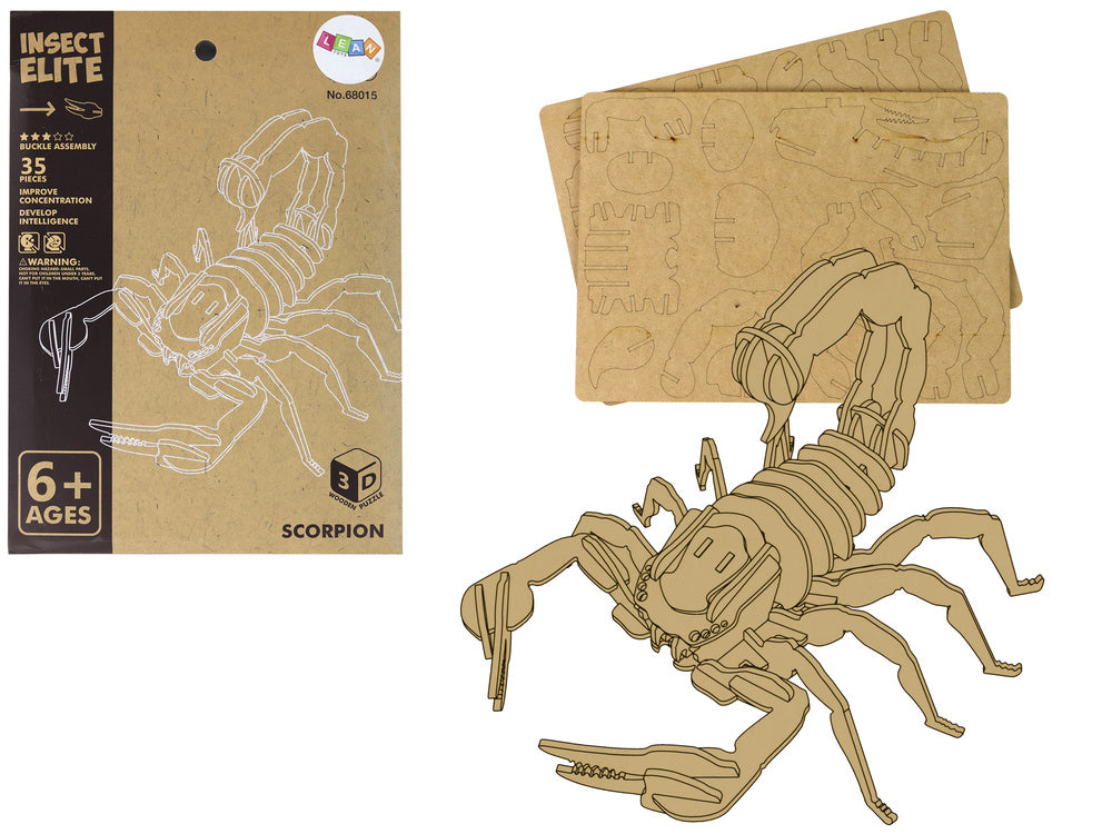 Dřevěné 3D puzzle Škorpión – stavebnice 35 dílů