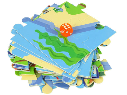 Dřevěné kostky pirátská loď hrad 46 dílů puzzle s čísly