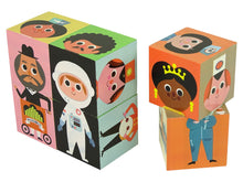 Dřevěné kostky puzzle postavy 6 dílů s kartami barevné