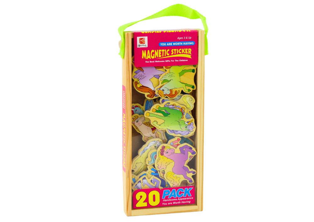 Dřevěné magnety jednorožci barevní 20 kusů