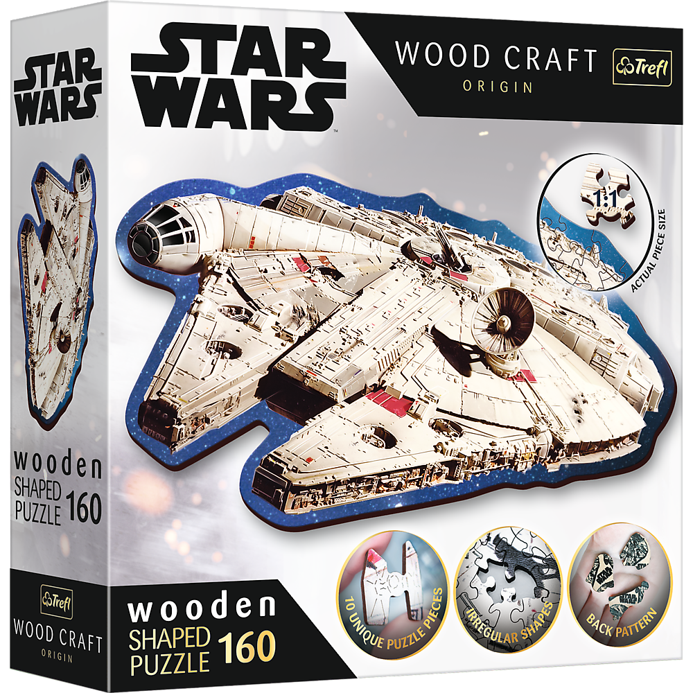 Dřevěné puzzle 160 dílků Millennium Falcon – Star Wars Trefl
