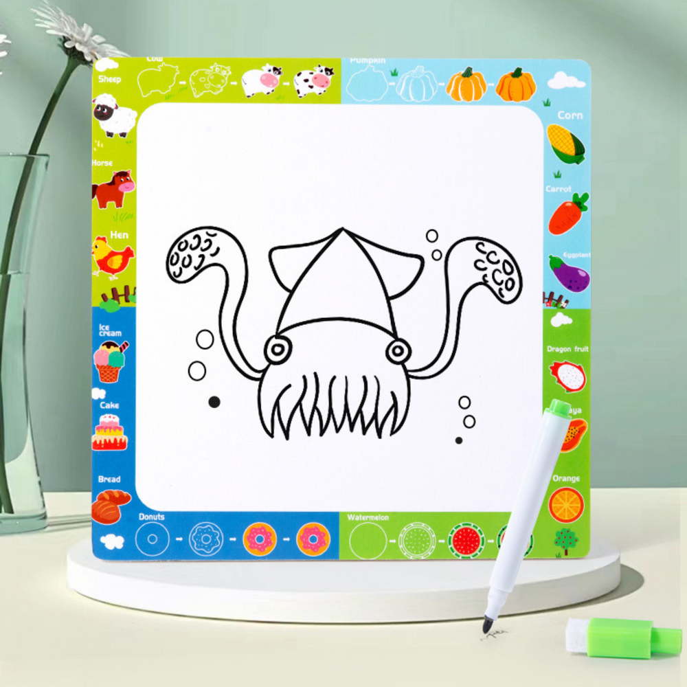 Dřevěné puzzle 2v1 s kreslicí tabulkou domácí zvířata s pisákem
