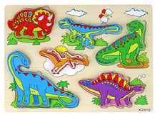 Dřevěné puzzle 3D s dinosaury – logická hra 11 dílů