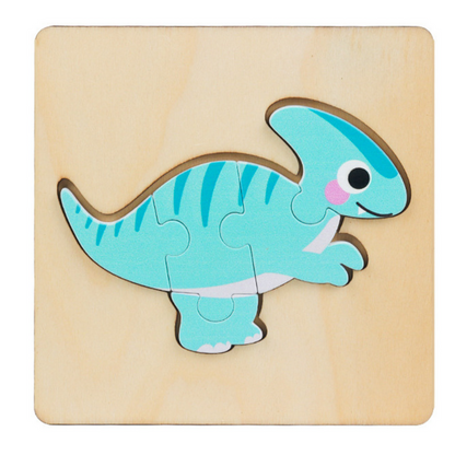 Dřevěné puzzle Dinosauři 11x11 cm barevné