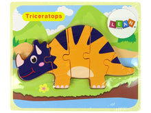 Dřevěné puzzle dinosauři Triceratops Ankylosaurus oranžové