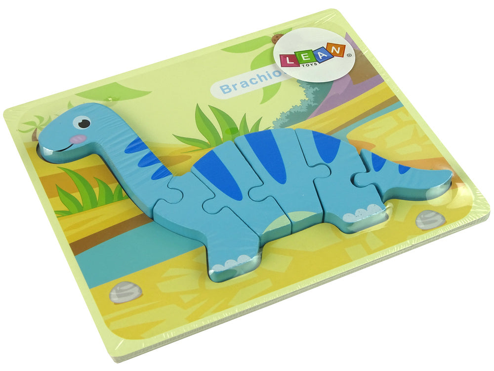 Dřevěné puzzle dinosaurus Brachiosaurus modré