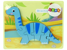 Dřevěné puzzle dinosaurus Brachiosaurus modré