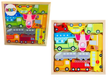 Dřevěné puzzle dopravní prostředky – autobus taxi 11 dílků