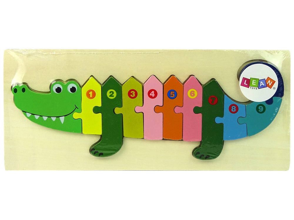Dřevěné puzzle krokodýl s čísly 1 10 vzdělávací skládačka