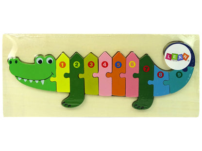 Dřevěné puzzle krokodýl s čísly 1 10 vzdělávací skládačka