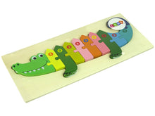 Dřevěné puzzle krokodýl s čísly 1 10 vzdělávací skládačka