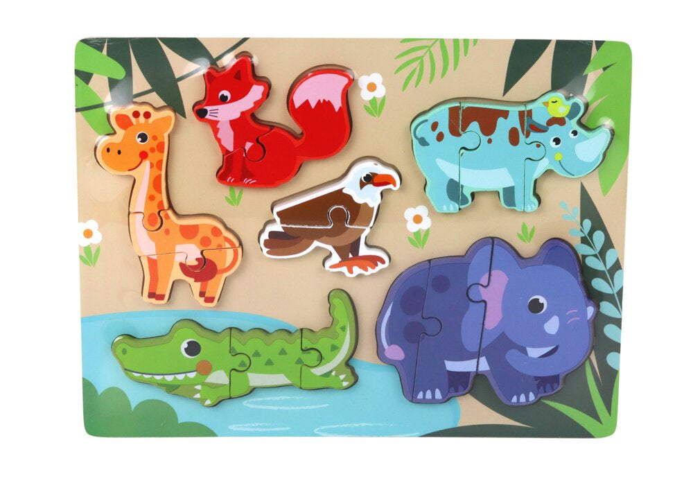 Dřevěné puzzle pro děti barevné – skládačky 30x22cm