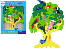 Dřevěné puzzle strom s papoušky a ptáky 3D stavebnice